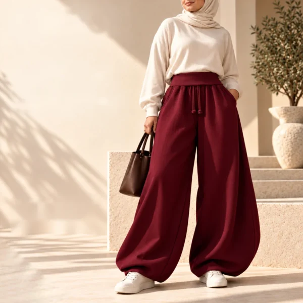 DIDO بنطلون بالون ميلتون — burgundy hijab