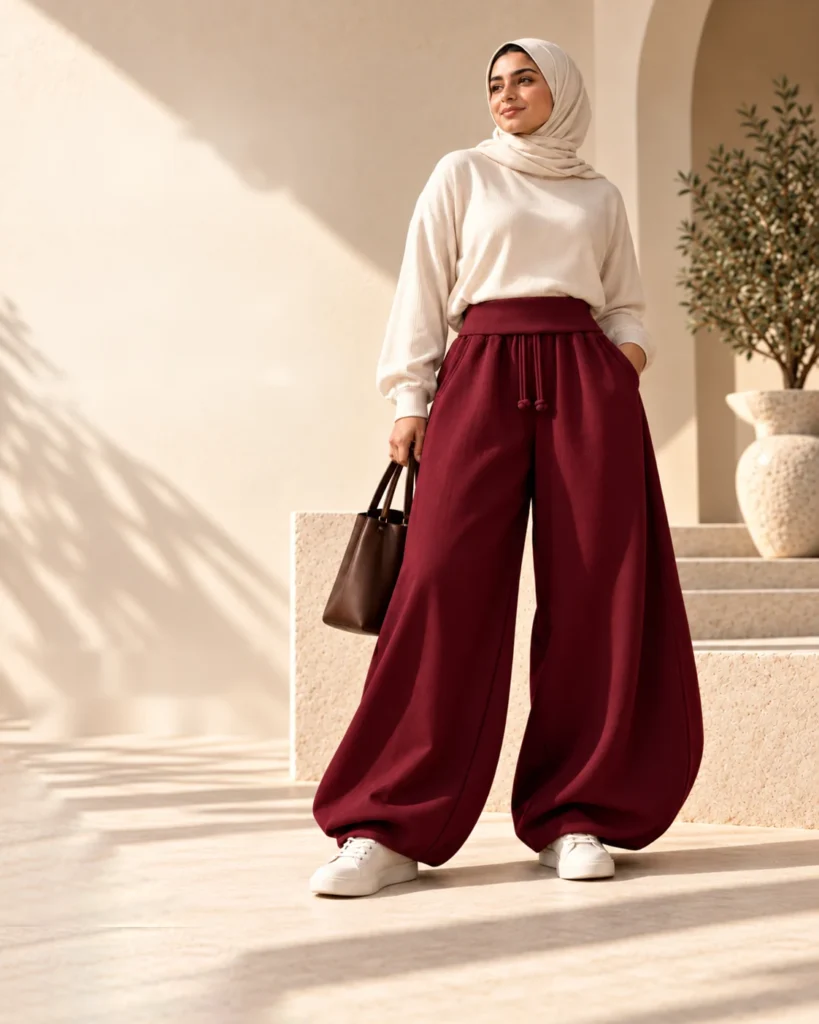 DIDO بنطلون بالون ميلتون — burgundy hijab
